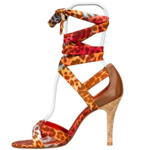 Carlos Santana "SALSA" Leopard Print Tie Up Heels - Picture 13 of 13